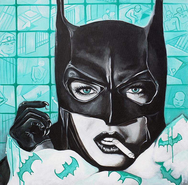 Black - Porträt Malerei Bat Woman